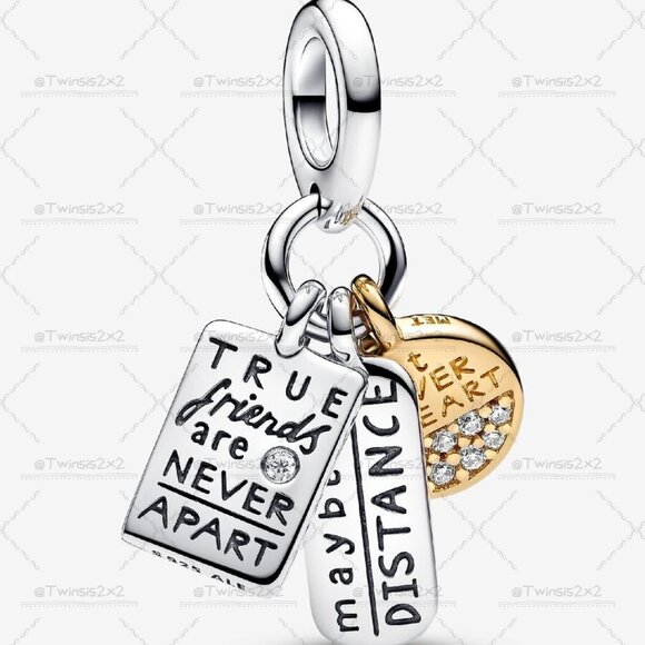 Pandora Friendship Triple Dangle Charm|Pendant|Two-tone - Picture 1 of 2